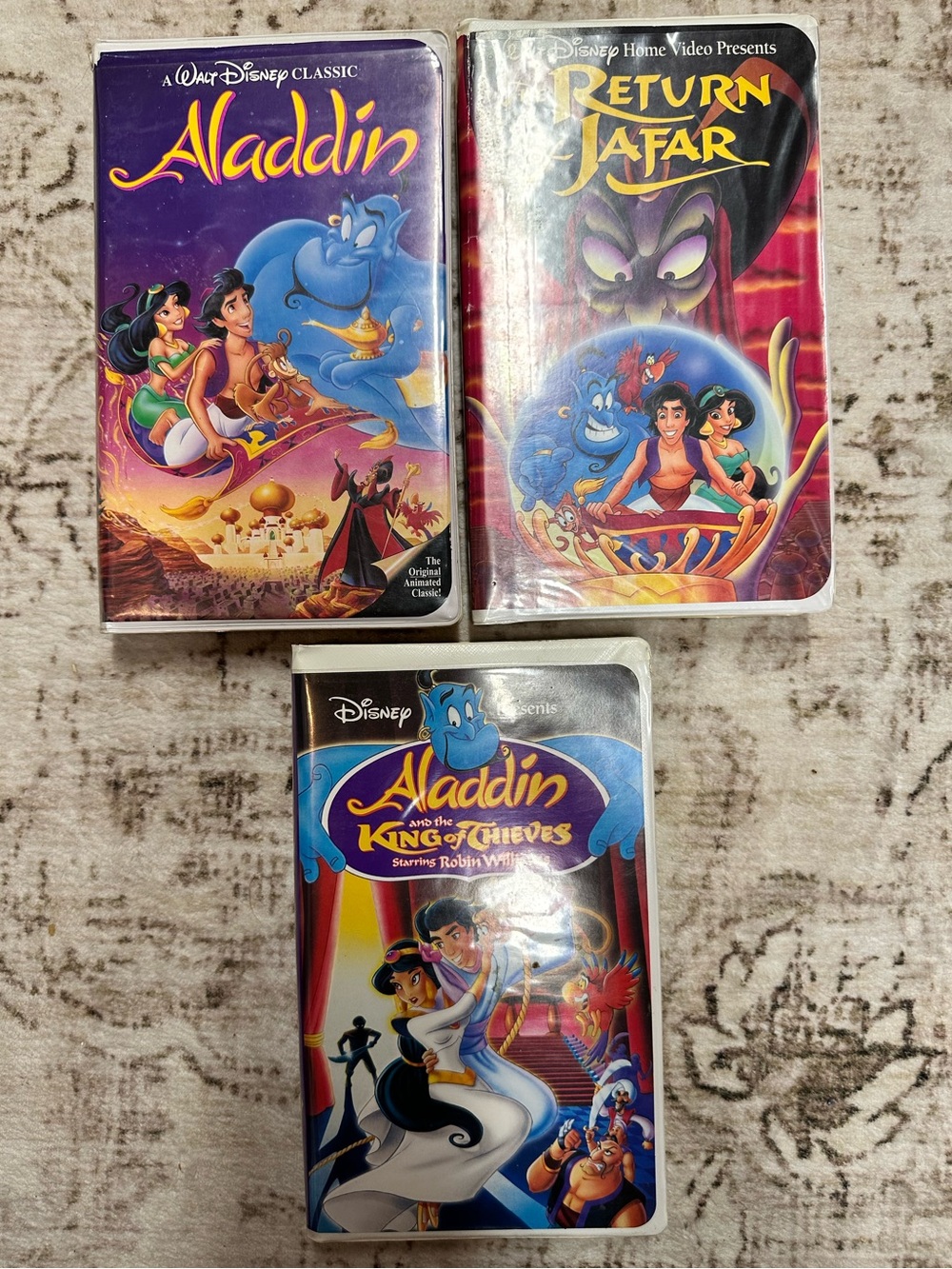 Vintage Disney Aladdin VHS Lot of 3 – Complete Trilogy Set